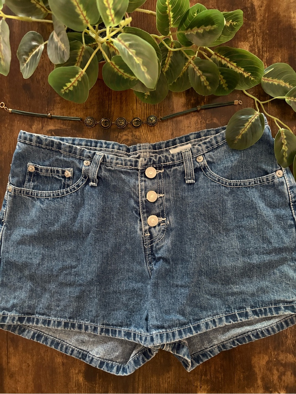 Jordache Medium Blue Button-Front Denim Shorts